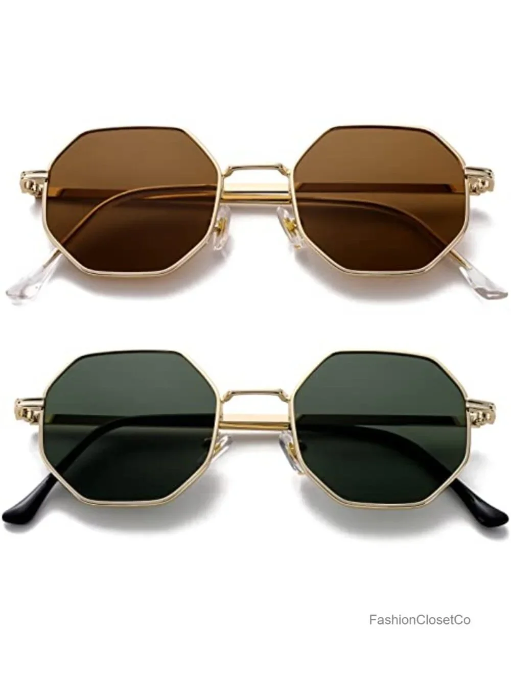 Vintage Octagon Metal Frame Sunglasses UV400 Protection Unisex